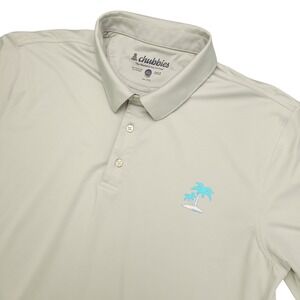 Chubbies Polo Golf Shirt Mens XL Gray Palm Tree  Short Sleeve Casual Golf Top‎